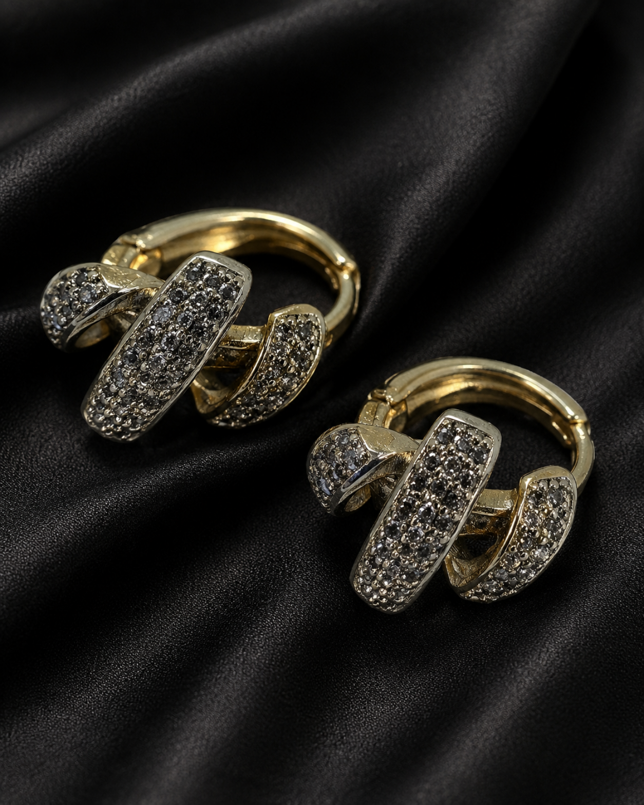 Crossover Swirl Pave Earrings
