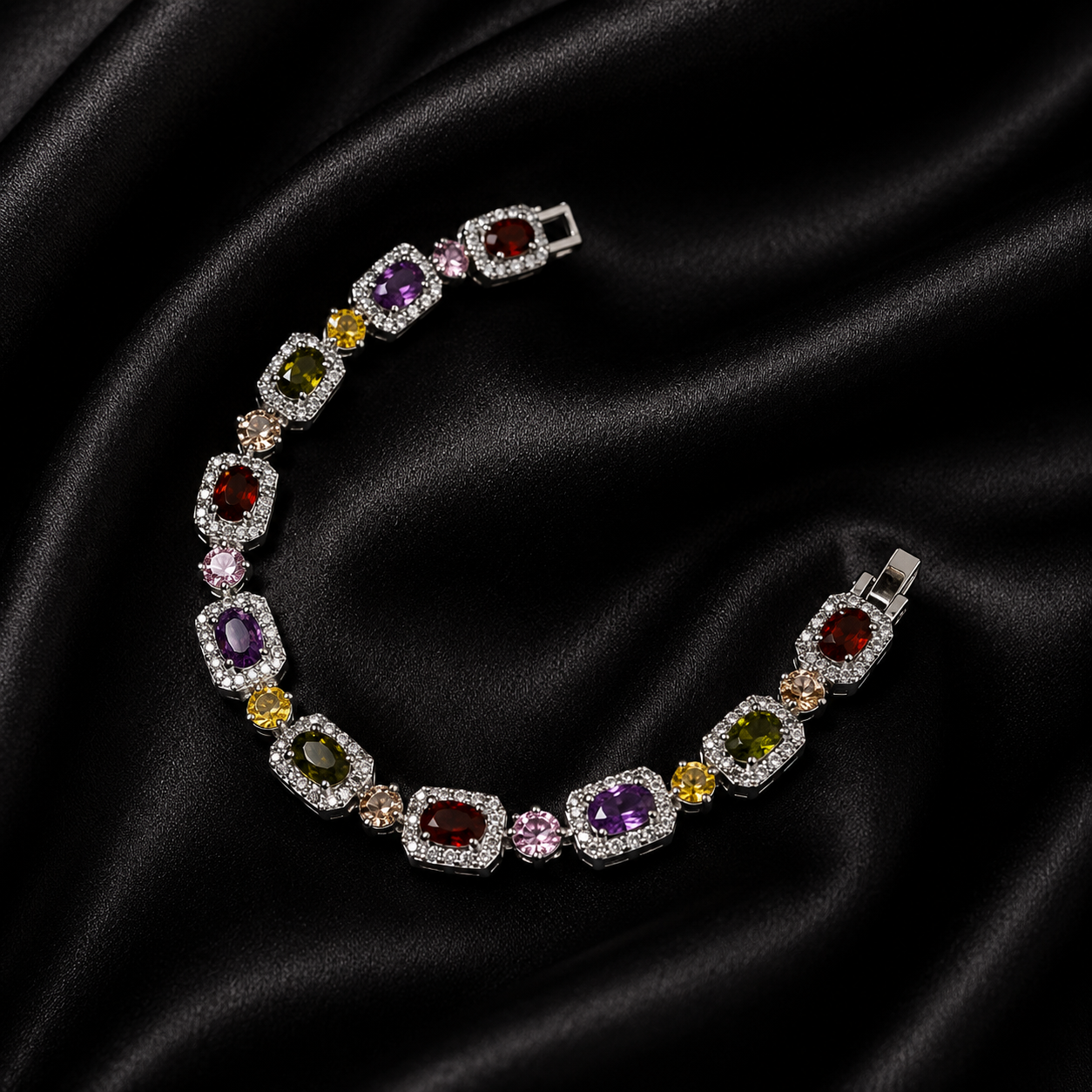 Royal Gemstone Halo Bracelet