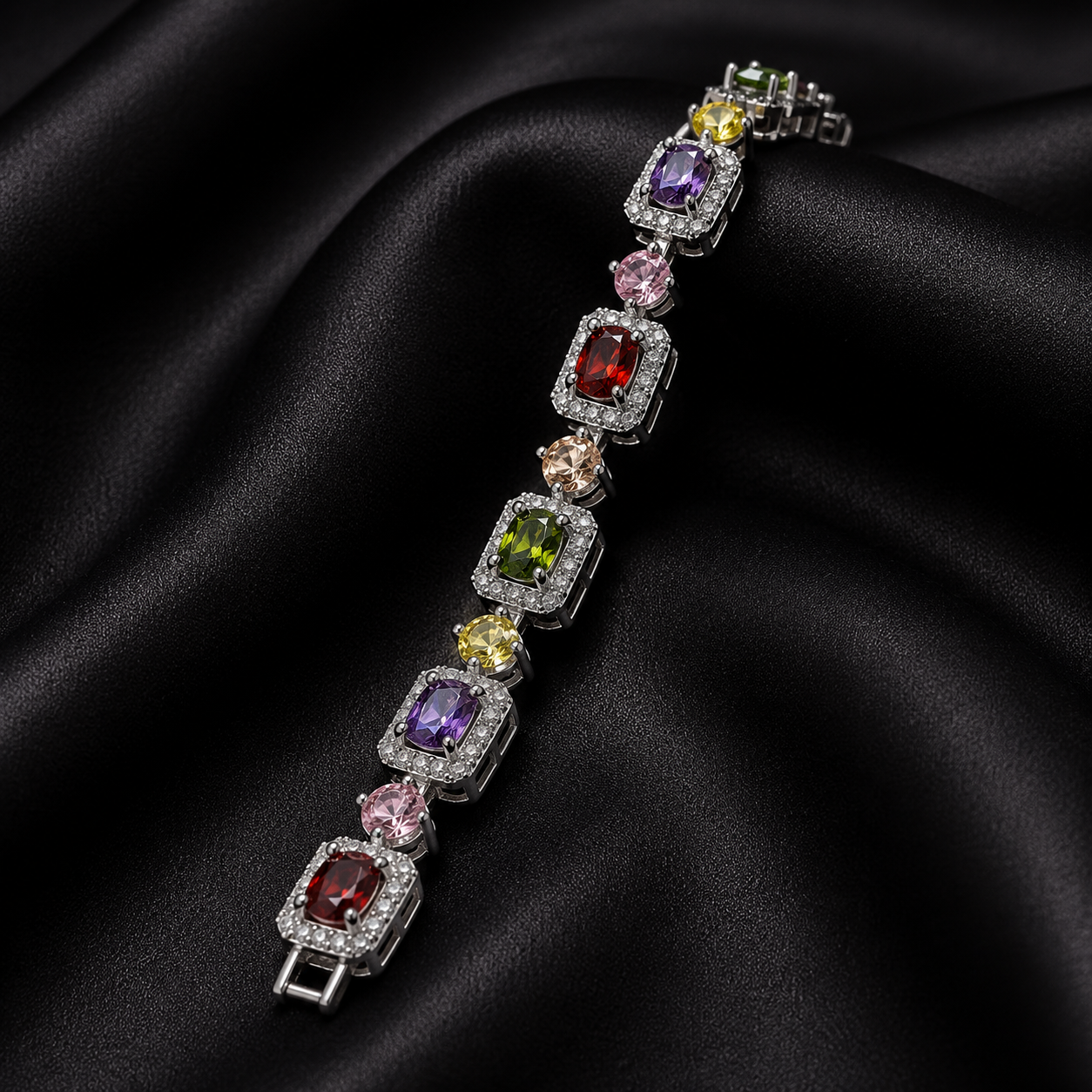 Royal Gemstone Halo Bracelet