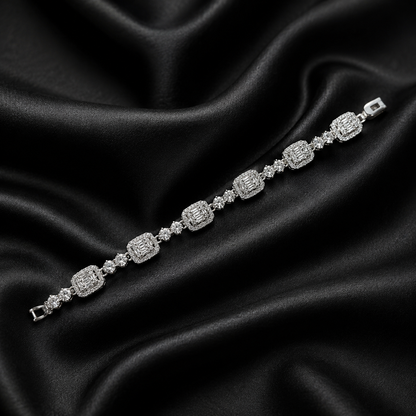 Baguette Diamond Cluster Halo Bracelet