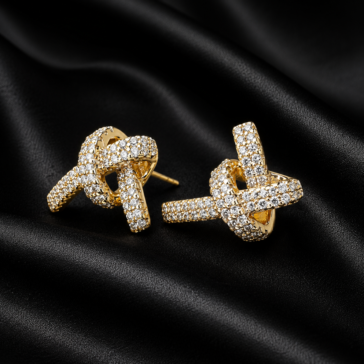 Pave Knot Stud Earrings