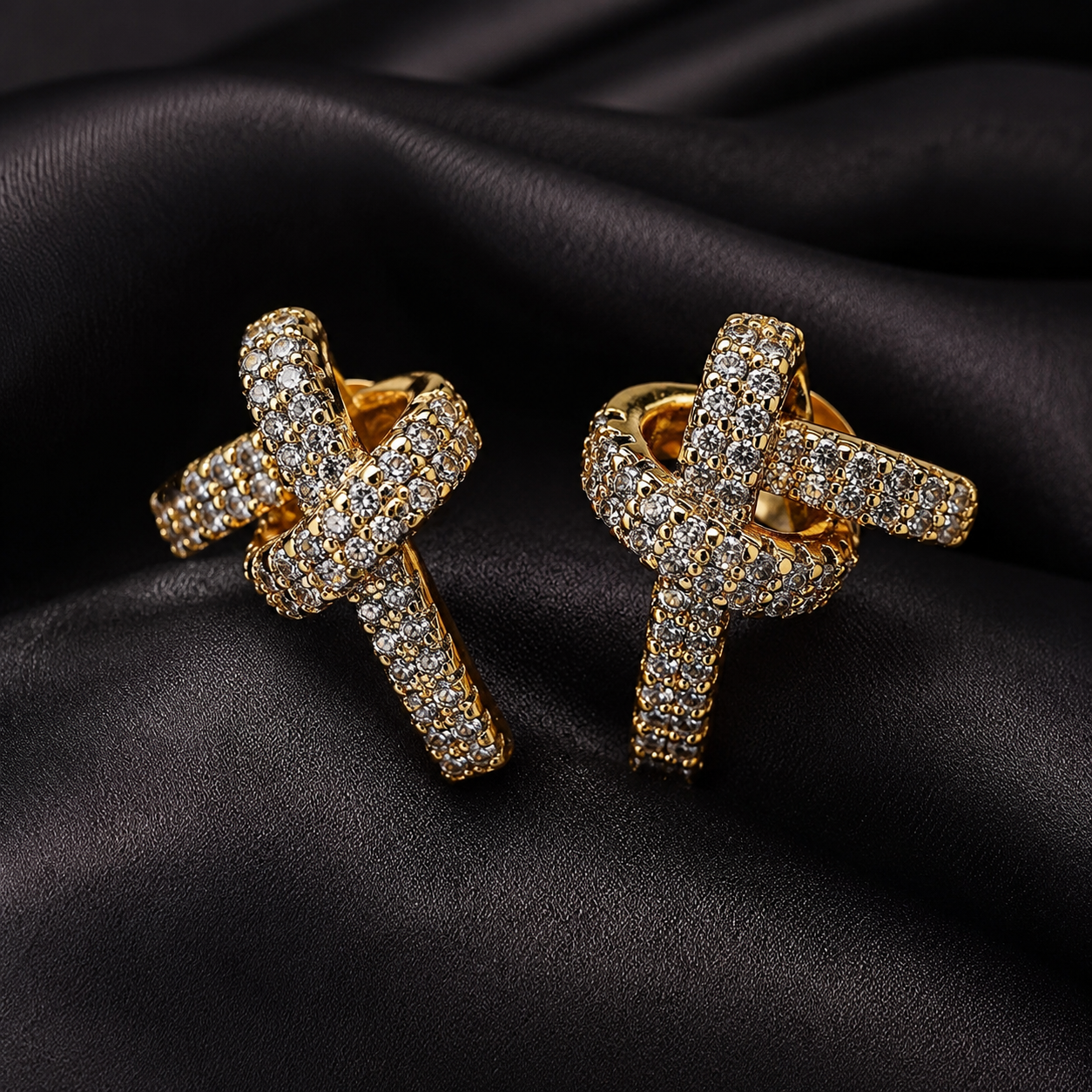 Pave Knot Stud Earrings
