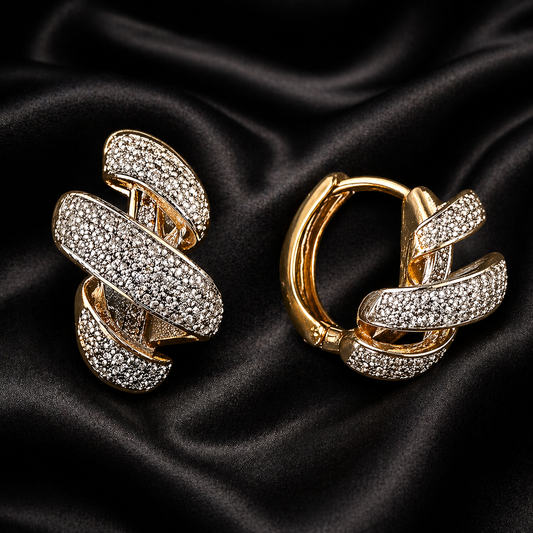 Crossover Swirl Pave Earrings
