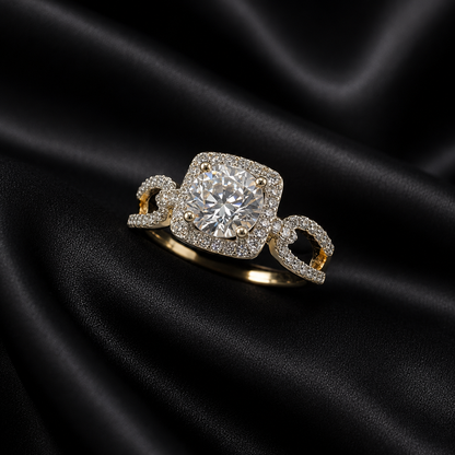 Cushion Cut Split Shank Diamond Ring