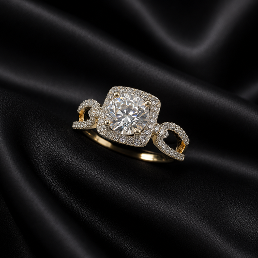 Cushion Cut Split Shank Diamond Ring