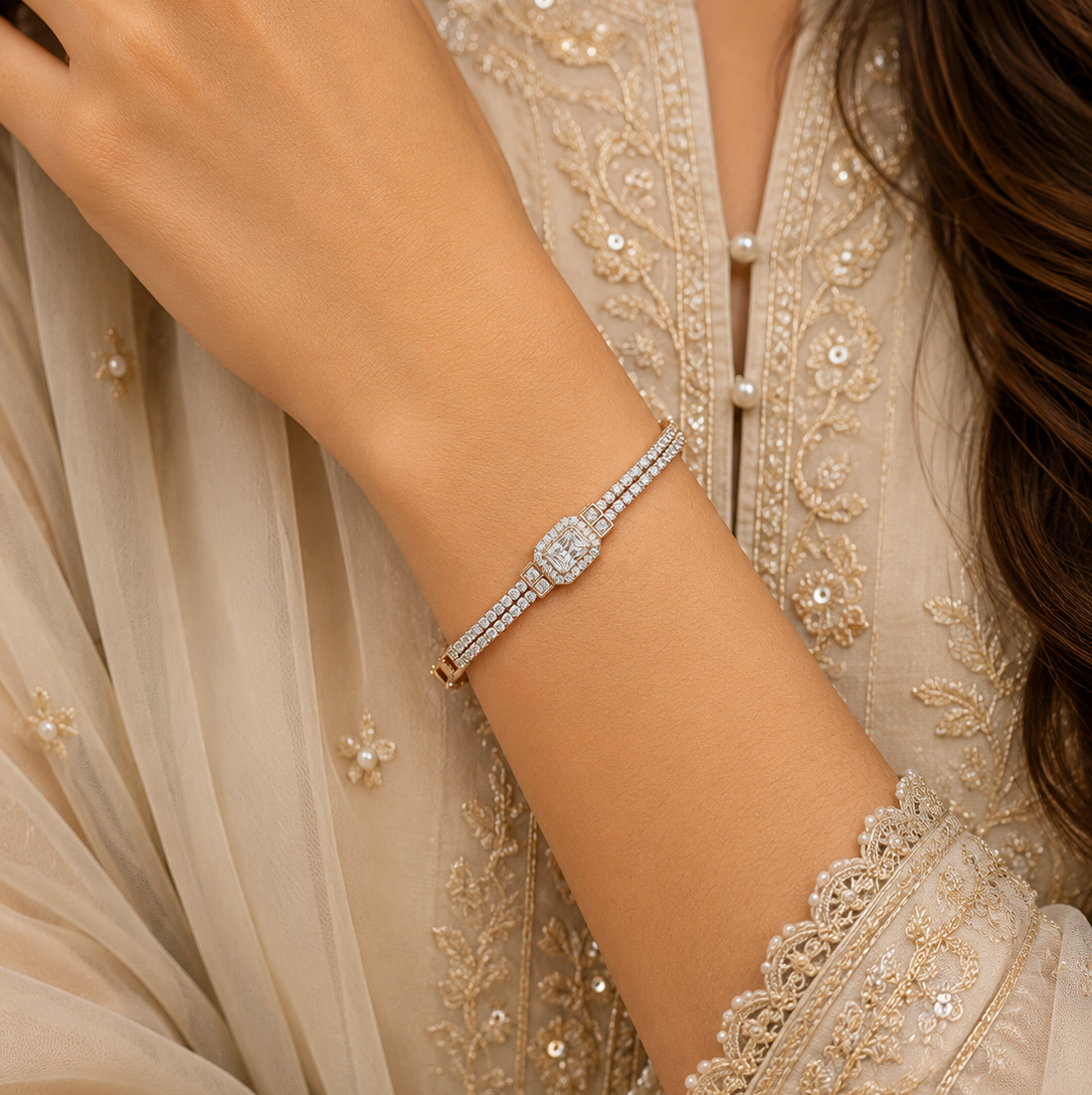 Double Row Centre Stone Bracelet
