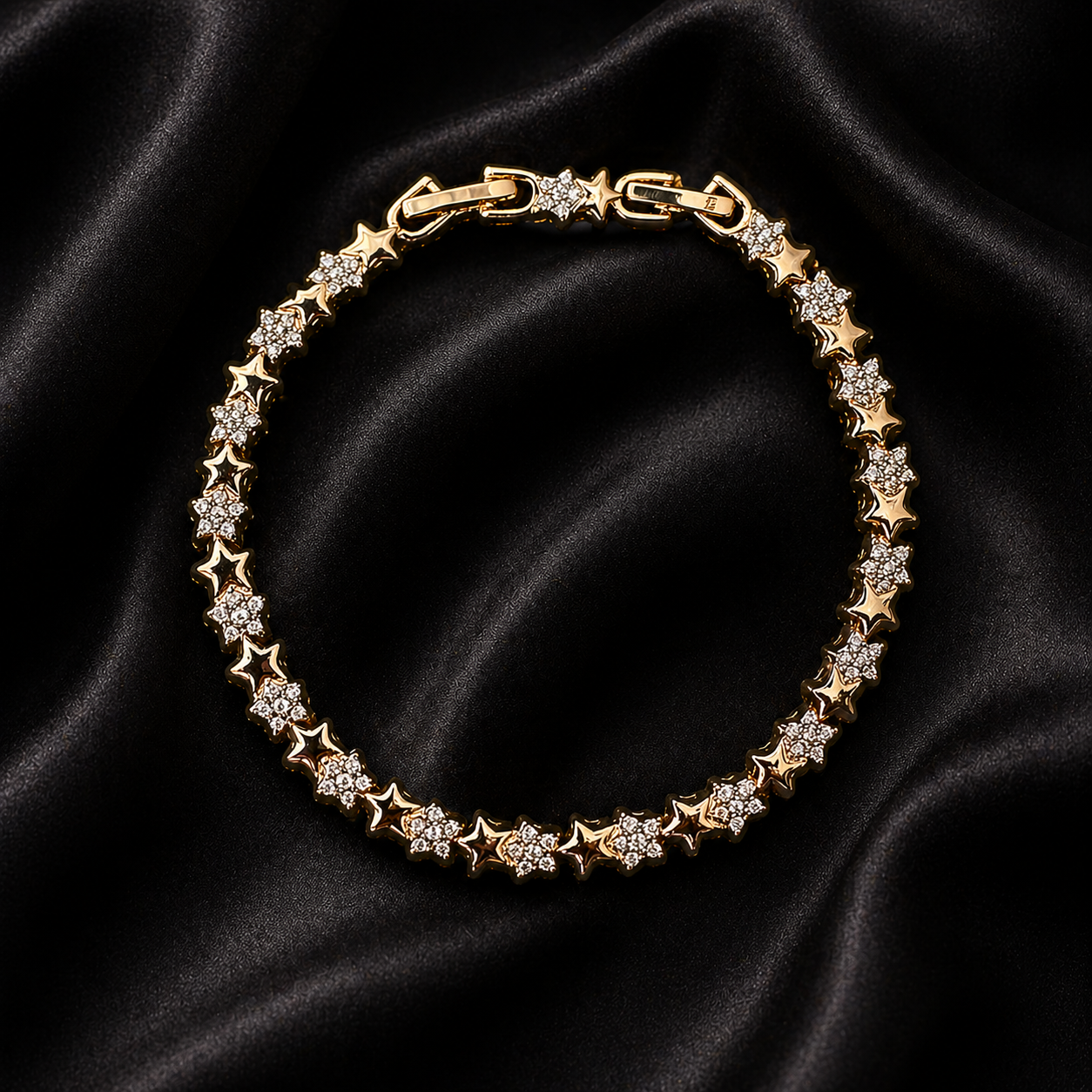 Gold CZ Star Link Tennis Bracelet