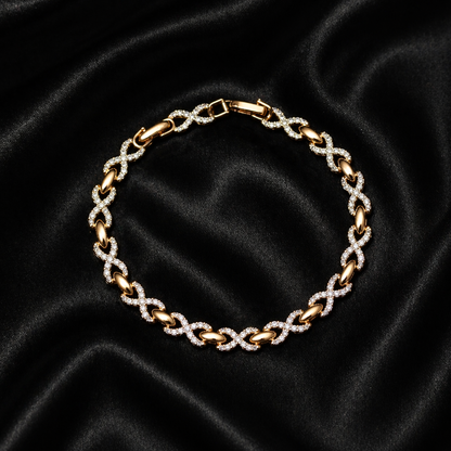 Gold Infinity Link CZ Bracelet