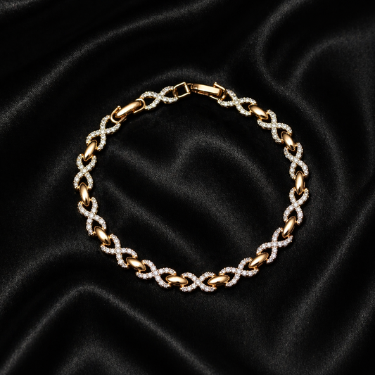 Gold Infinity Link CZ Bracelet