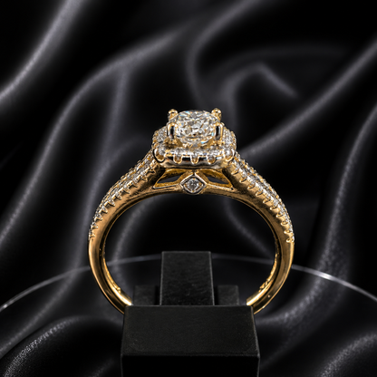 Golden Halo Diamond Ring
