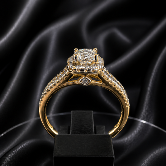 Golden Halo Diamond Ring