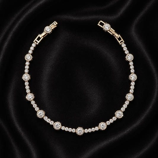 Halo Diamond Station Bracelet