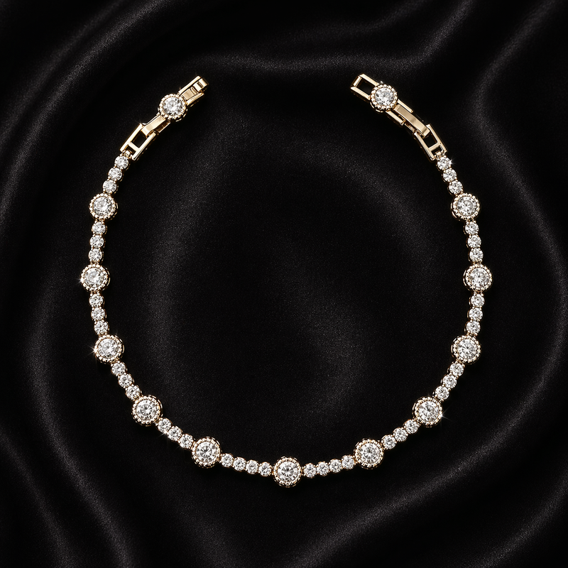 Halo Diamond Station Bracelet