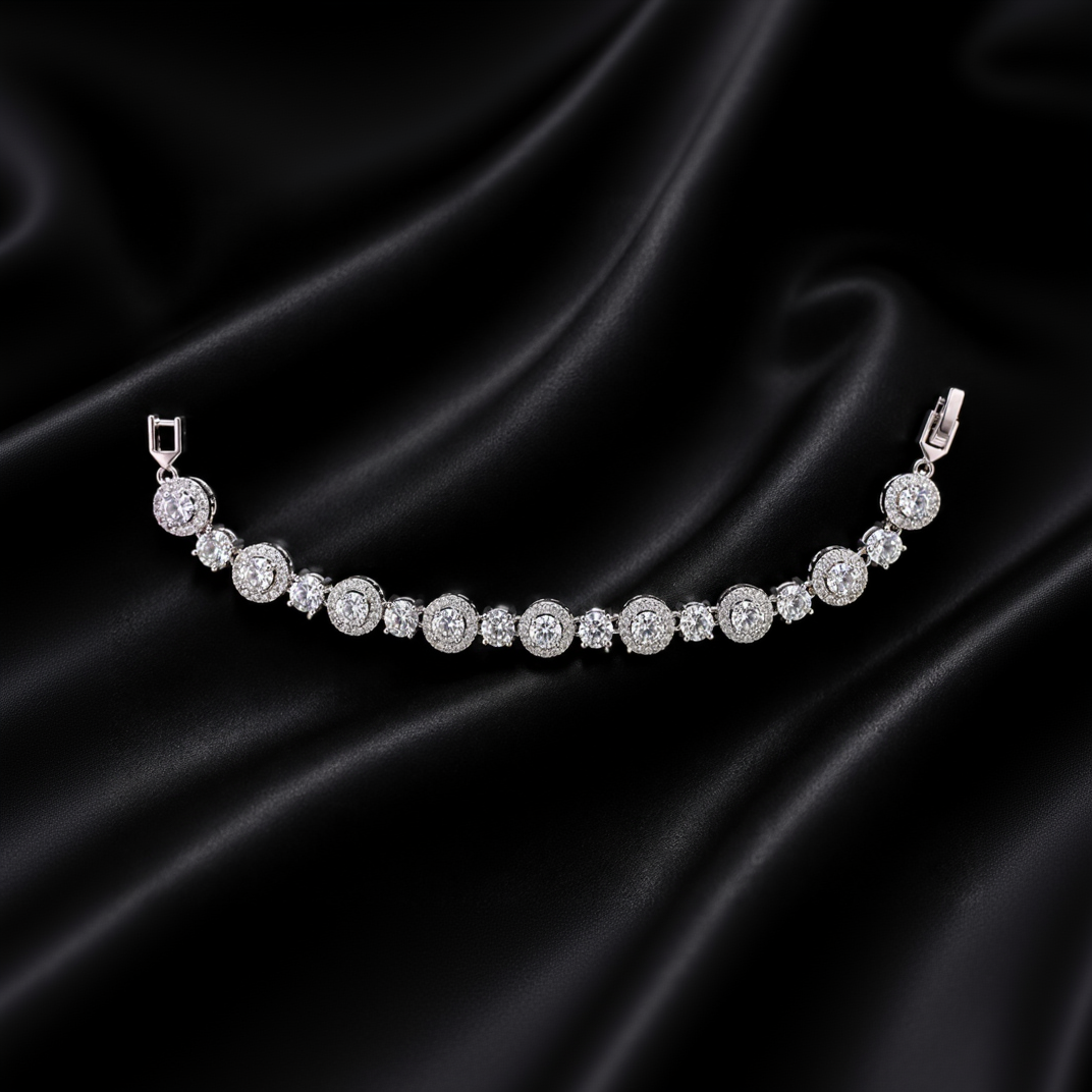 Round Halo Diamond Bracelet