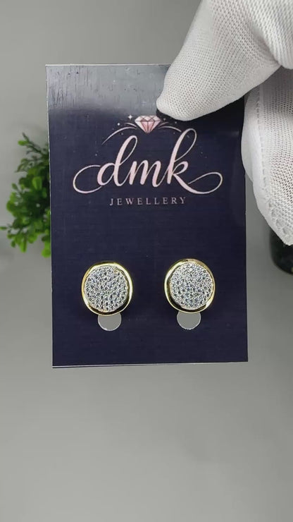 Golden Pave Circle Earrings