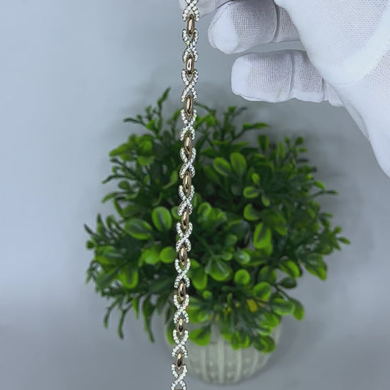 Gold Infinity Link CZ Bracelet