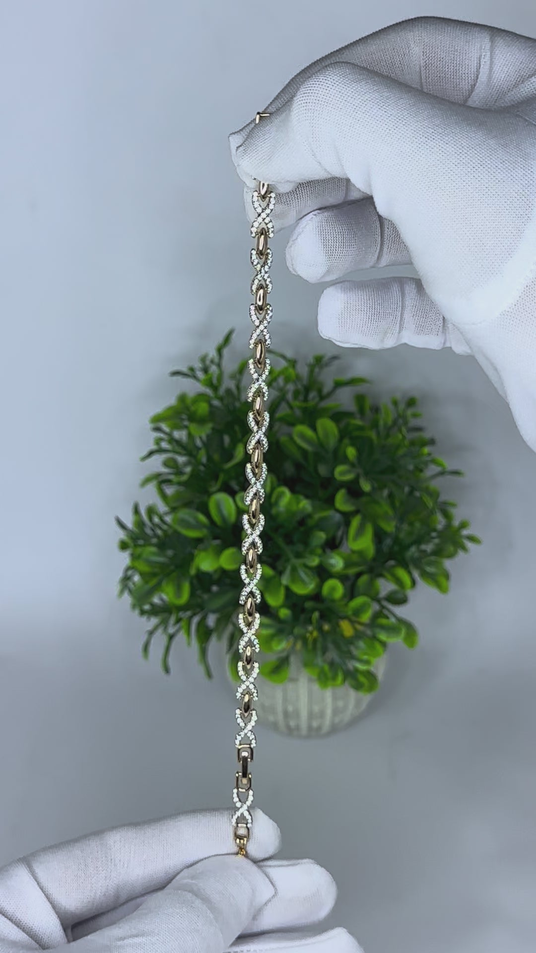 Gold Infinity Link CZ Bracelet