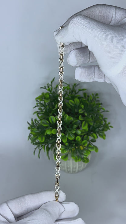 Gold Infinity Link CZ Bracelet