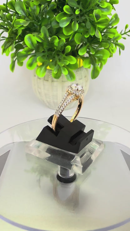 Golden Halo Diamond Ring
