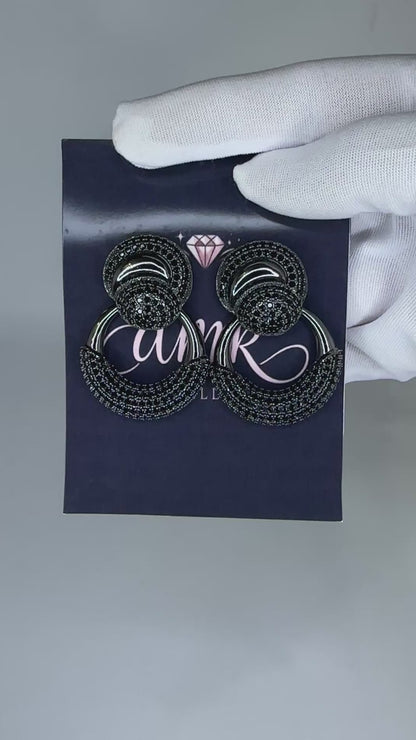 Bold Statement Drop Stud Black