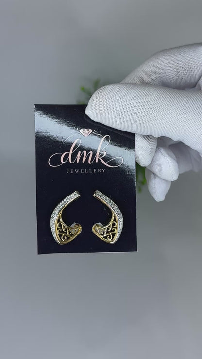Gold Filigree Scroll Hoop Earrings
