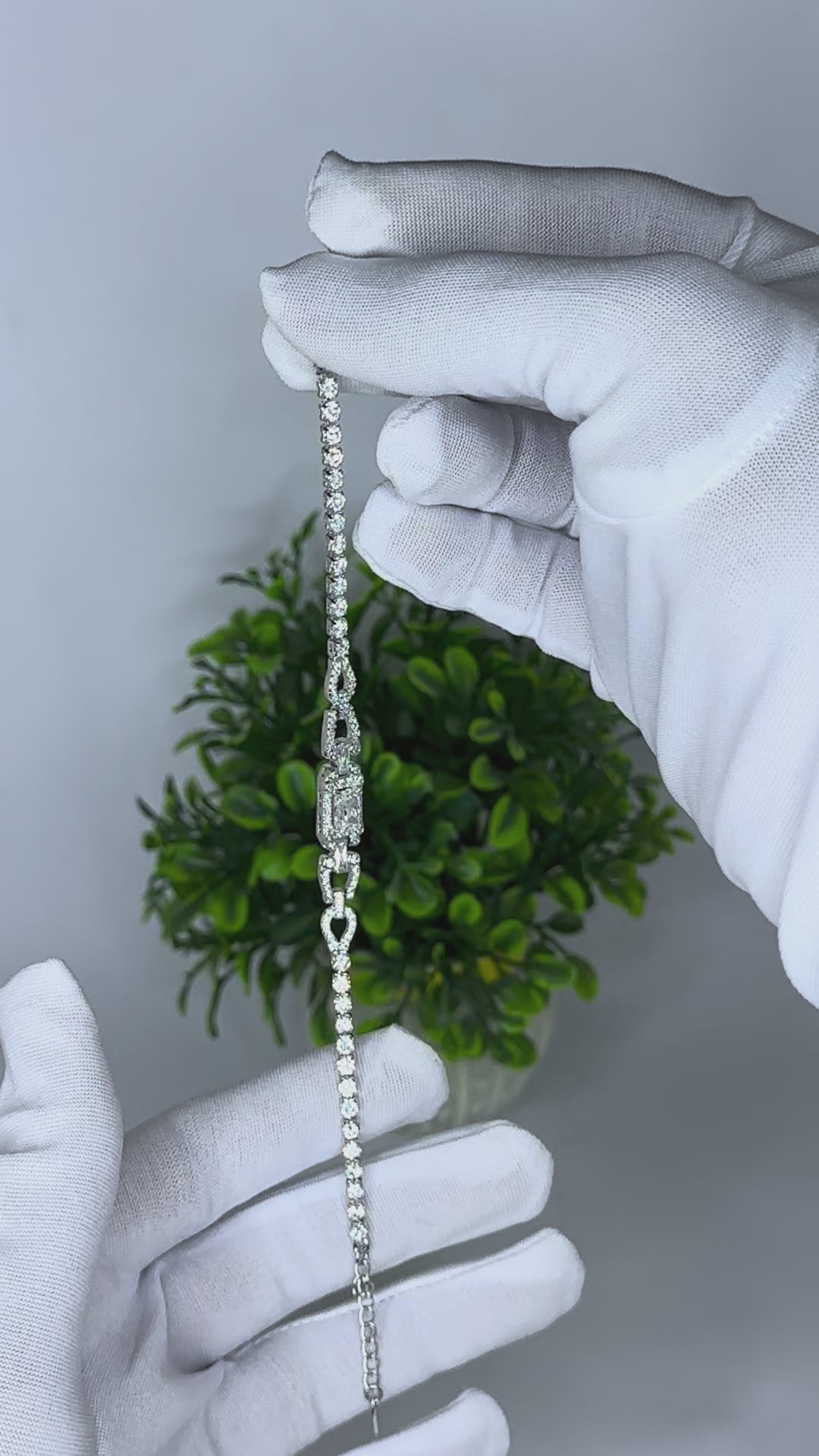 Silver Heart Link CZ Bracelet