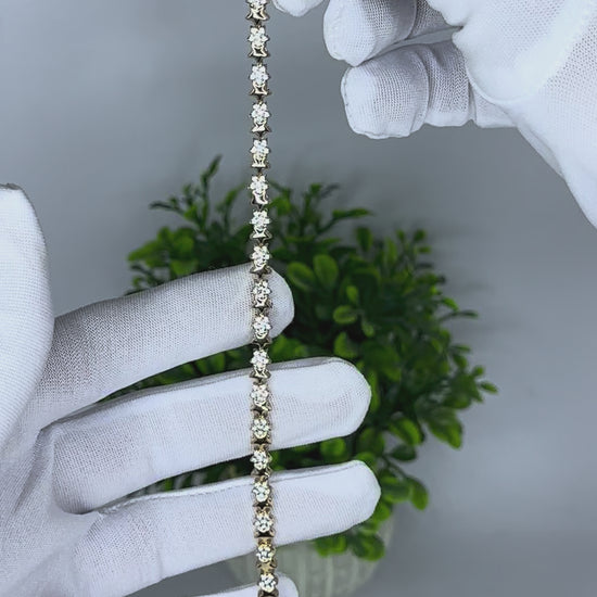 Gold CZ Star Link Tennis Bracelet