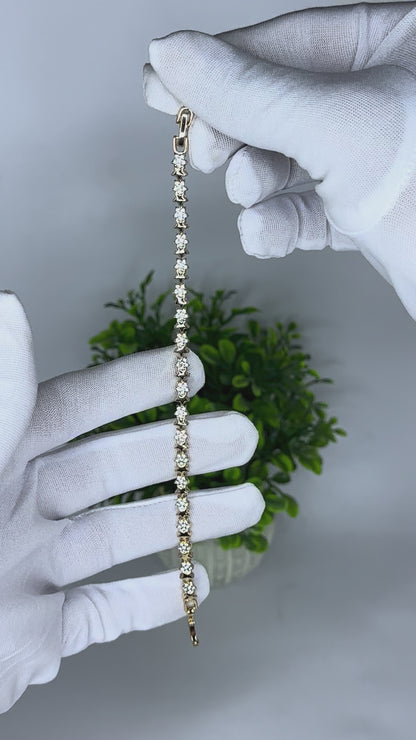 Gold CZ Star Link Tennis Bracelet