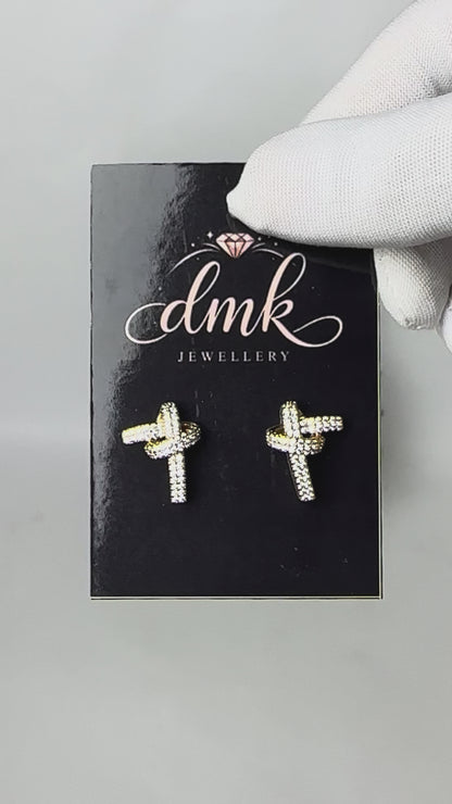 Pave Knot Stud Earrings