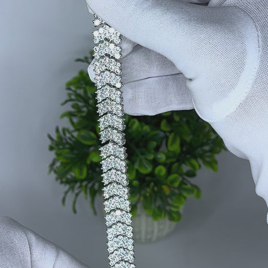 Silver Wide Diamond Band Bracelet vid