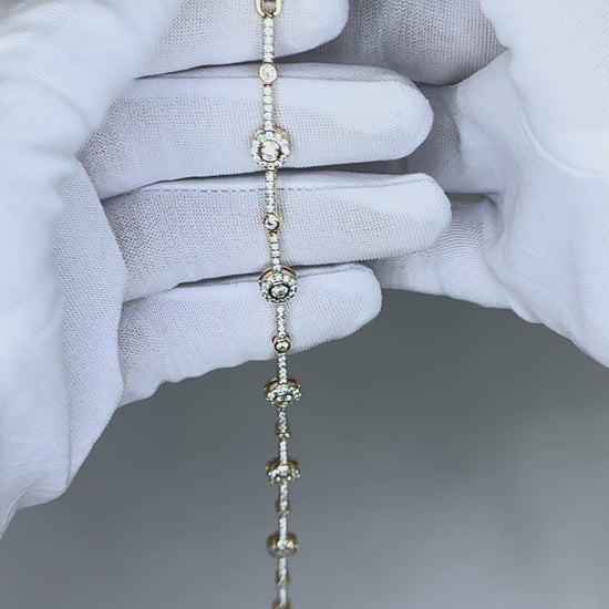 Gold Floral Station CZ Bracelet