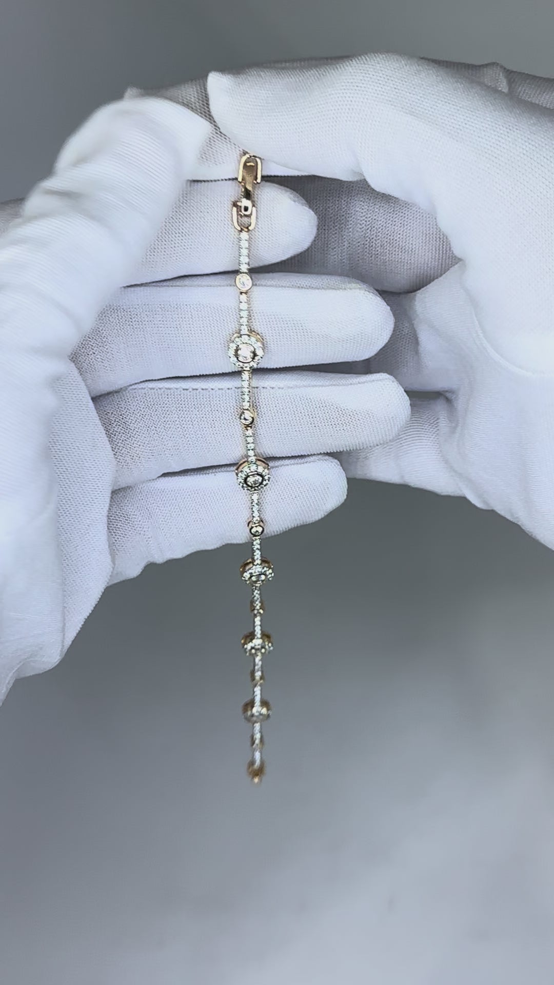 Gold Floral Station CZ Bracelet