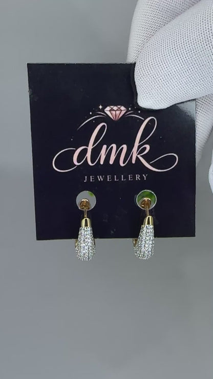 Gold Geometric Pavé Hoop Earrings